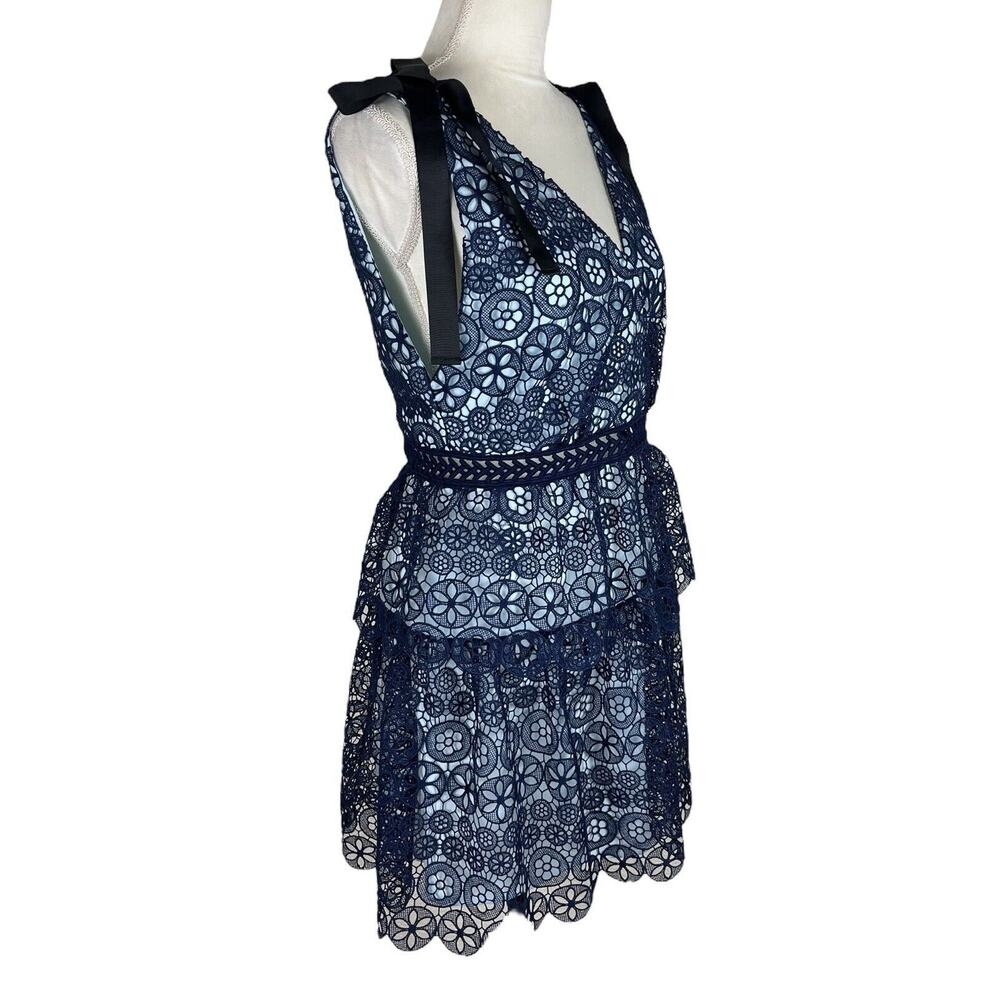 Self Portrait Guipure Bow Tiered Cocktail Dress Romantic Coquette Size Small - Picture 3 of 9
